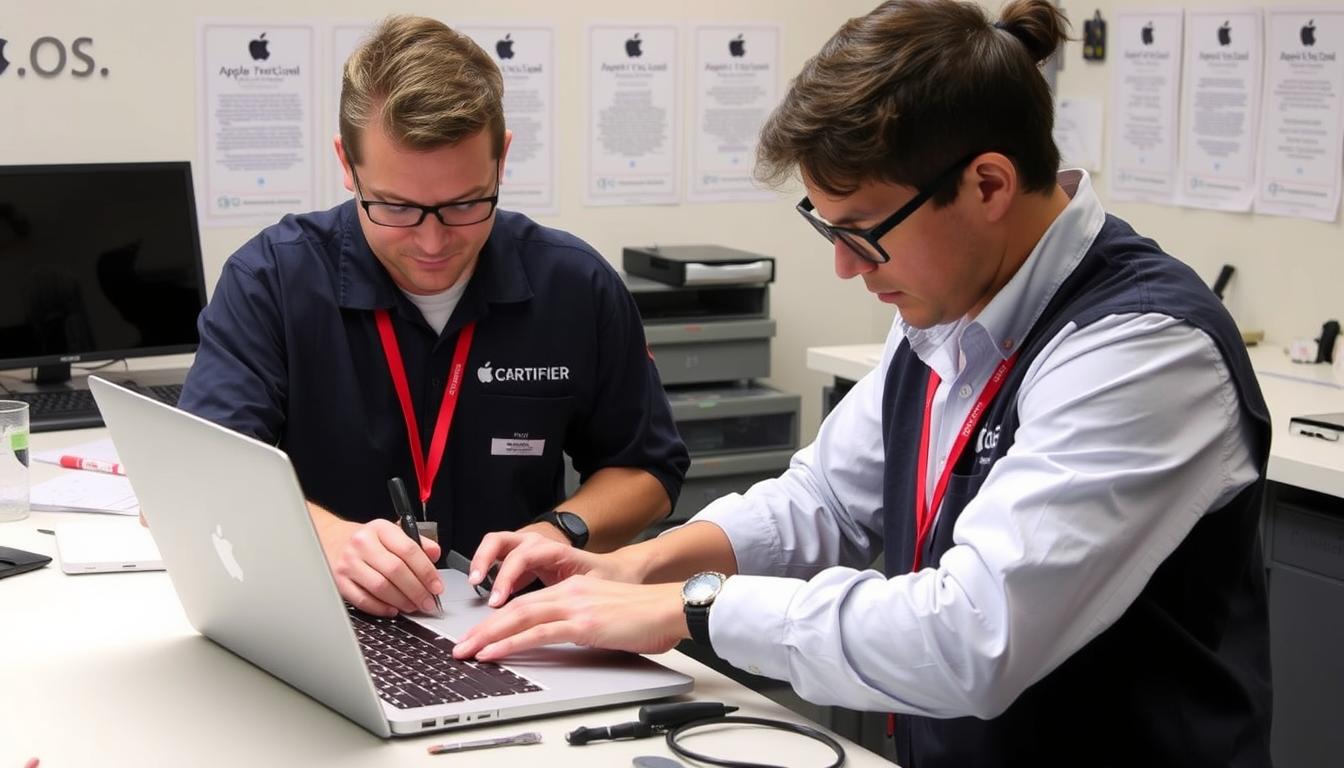 Certificeret tekniker udfører MacBook Pro og Air reparation og service
