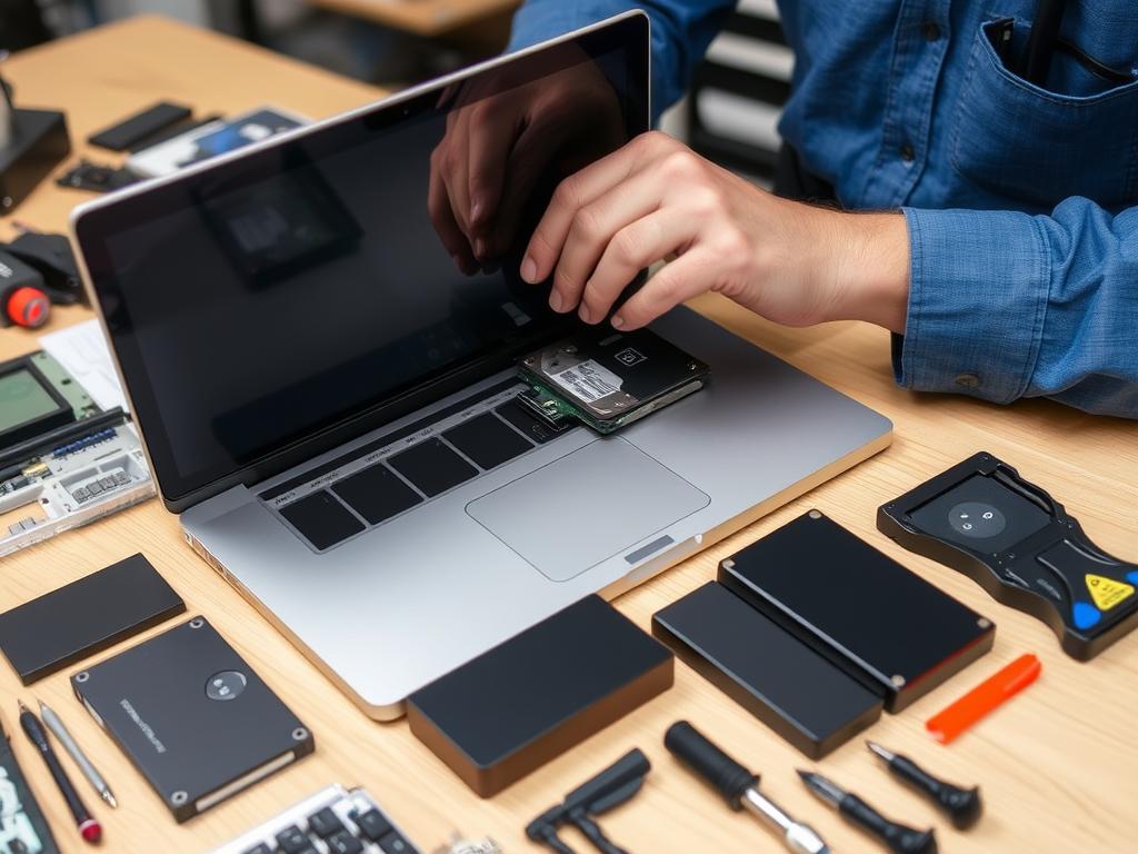 Harddisk og SSD opgradering på MacBook Pro som del af MacBook Pro og Air reparation og service