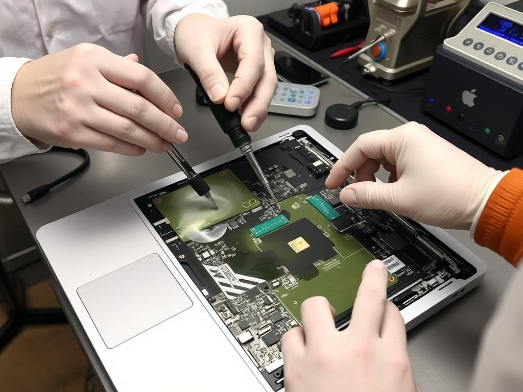 Væskeskade reparation på MacBook Pro under MacBook Pro og Air reparation og service