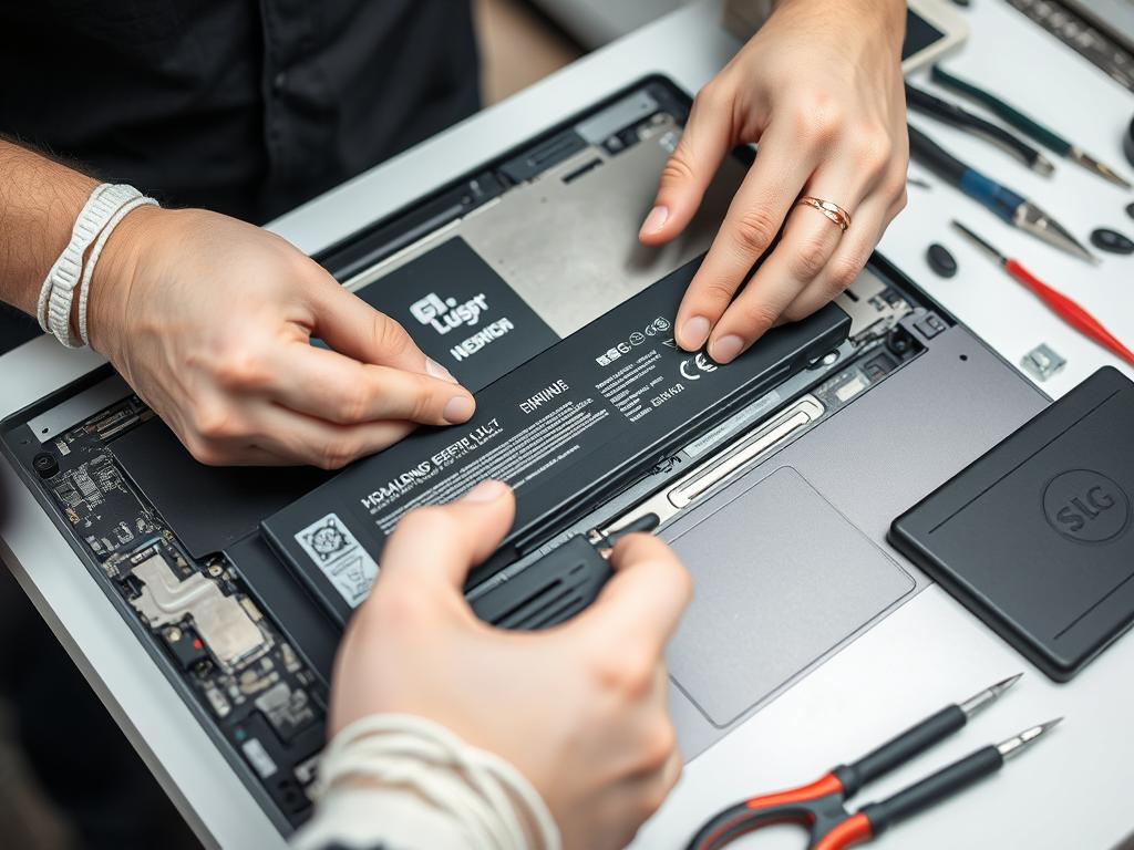 Batteriskift på laptop i København værksted