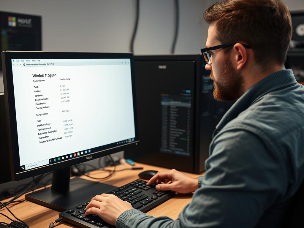 Tekniker der tjekker en computers kompatibilitet for opgradering til Windows 11